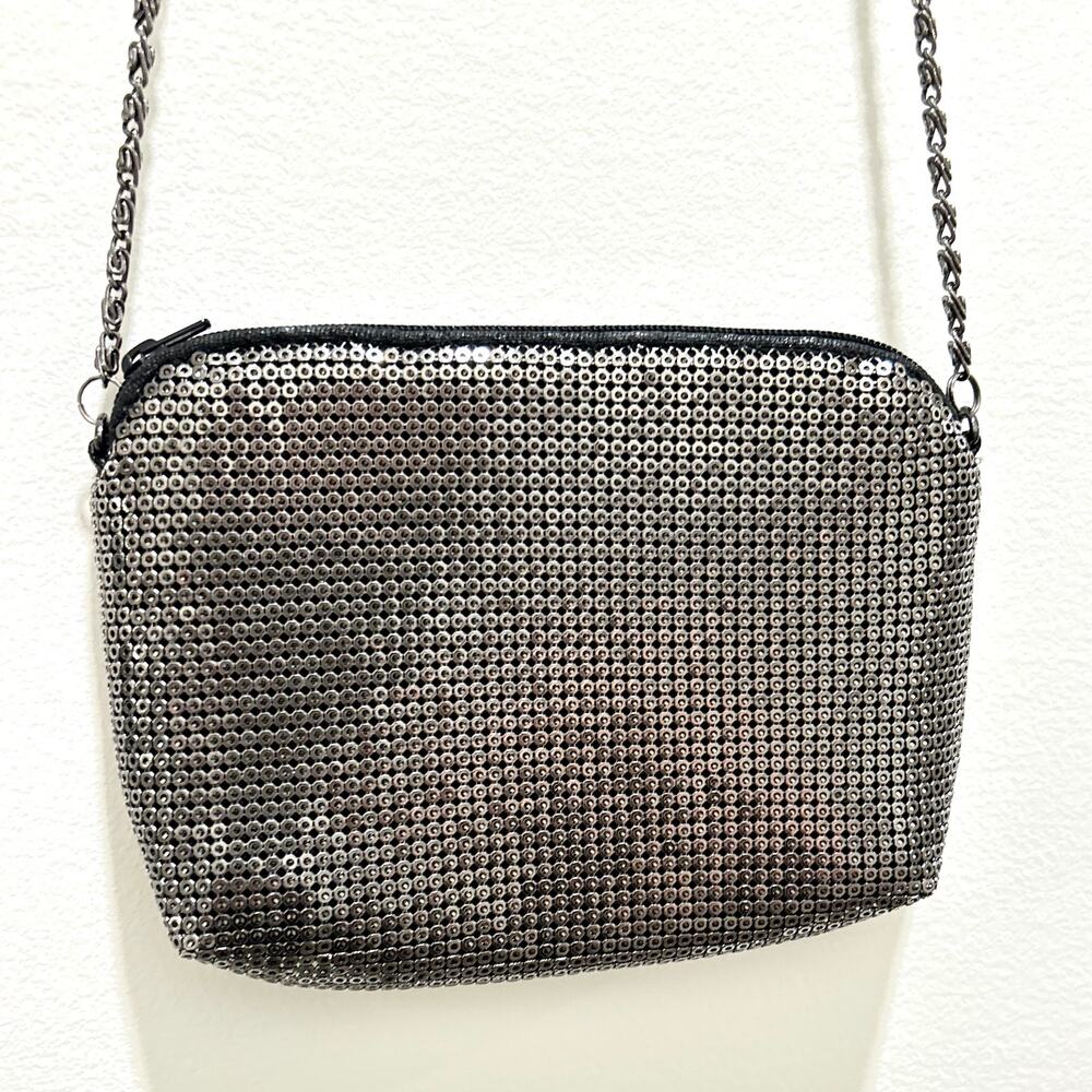 Lord & Taylor Vintage Metallic Mesh‎ Evening Bag Silver